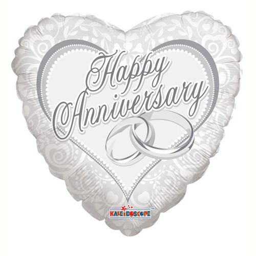 18" Happy Anniversary Rings Foil  balloon 