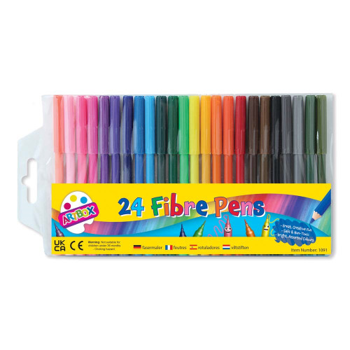 24 fine tip Fibre Colouring Pens