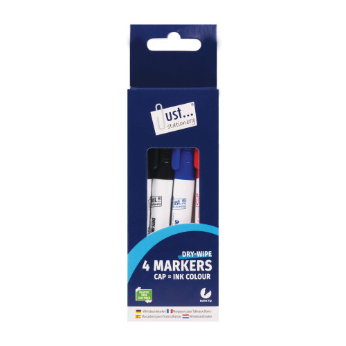 4 Dry-Wipe Markers Asstd Colours & all Black