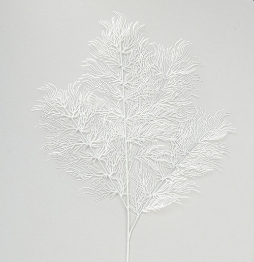 101cm Glitter Leaves Spray White