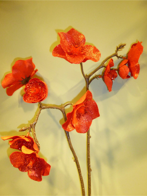 67cm Glitter Xmas Rose Spray Red
