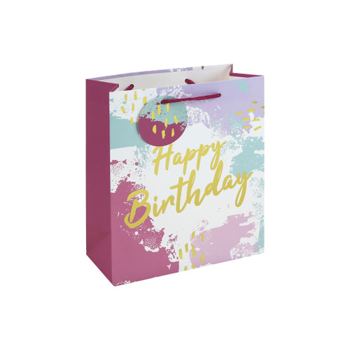 Pink Wcolour Hbday Medium Giftbag 