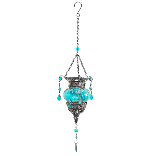 Glass Moroccan Solar Lantern - Blue