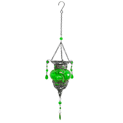 Glass Moroccan Solar Lantern - Green