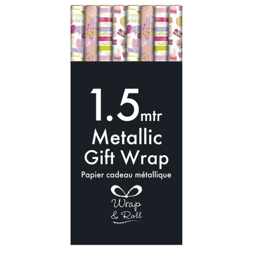 1.5M Female Metallic Giftwrap  Asst