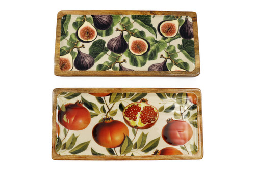 40X19Cm Fig Enamelled Tray 2 Asst