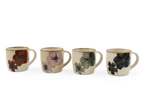 9X9Cm Flower Print Mug 4 Asst