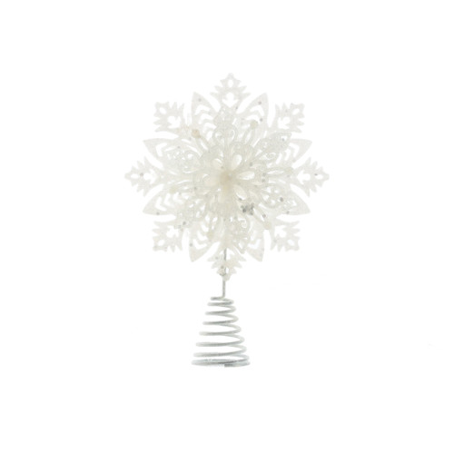Glitter Snowflake Tree Topper - White - 23cm
