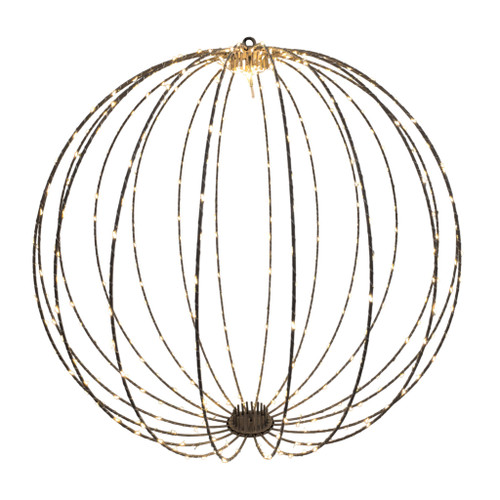 Gold Wire Hanging Globe with LED Lights & 6Hr Timer - Warm White - 60cm