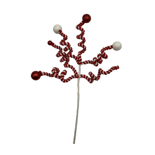 Striped Springs Spray Pick- Red/White - 36cm
