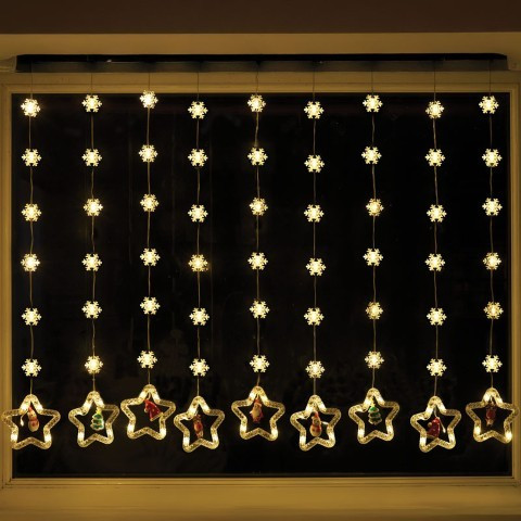Xmas Star Curtain Lights - Warm White, LV