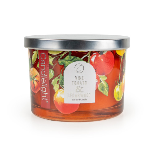 Glass Candle With Metal Lid Vine Tomato & Cedarwood - 5% Vine Tomatoes Scent 