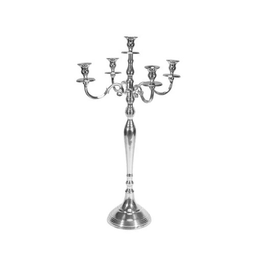 60cm Windsor Shiny Silver Candleabra W/5 C 