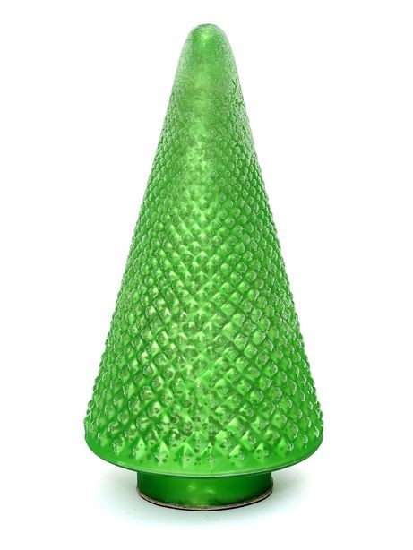 Ornament Glass Cone Tree Grn