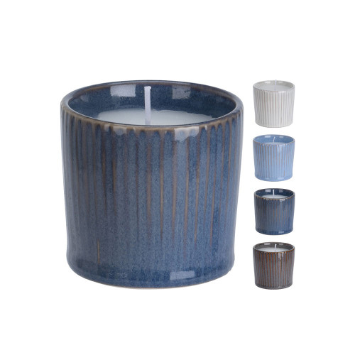 Candle In Stoneware Pot 6.7cm 4 Assorted