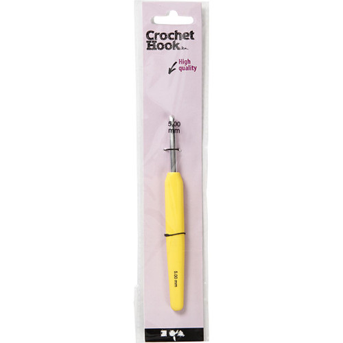 Crochet Hook, yellow, no. 5, L: 13,3 cm, 1 pc
