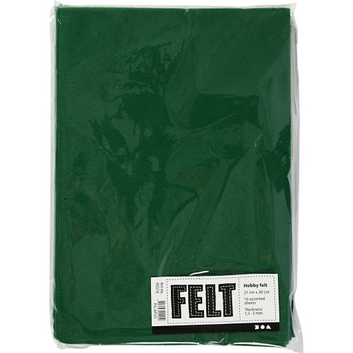 Craft Felt, green, A4, 210x297 mm 10 sheet/ 1 pack