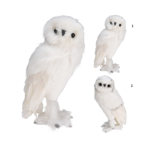 Owl Standing 34Cm 2Ass White