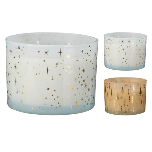 Scented Candle In Coloured Glass, Glass Size: D11X8Cm,  2 Asst: Light Yellow/ Am