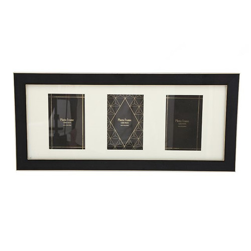 Frame Black & Gold Triple Pic 4X6