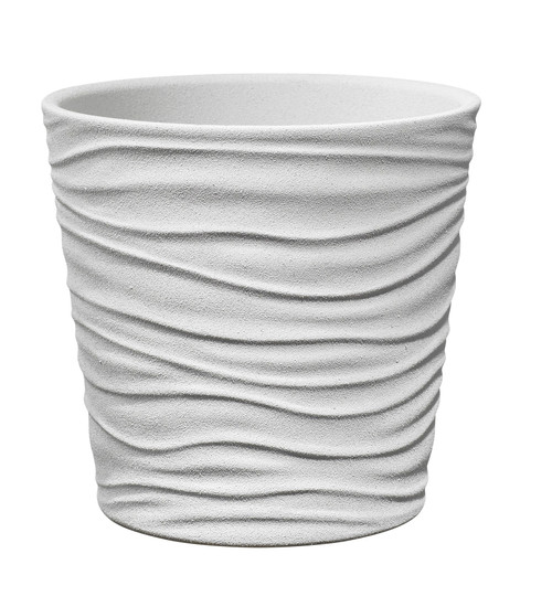 Sonora Ceramic Pot White Stone Effect (W16 X H15cm)