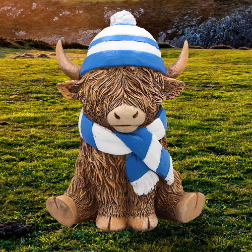 Highland Cow Scarf & Hat Blue 