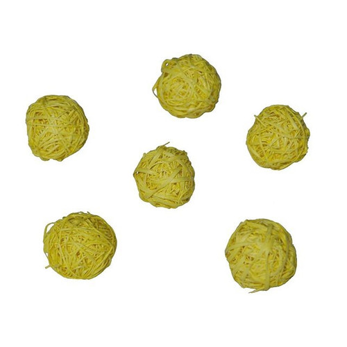 Rattan Straw Ball Yellow 4Cm