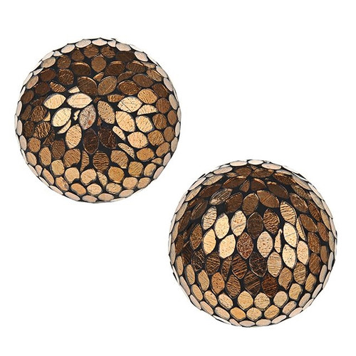 Decorative Mirror Ball Copper Set of Two