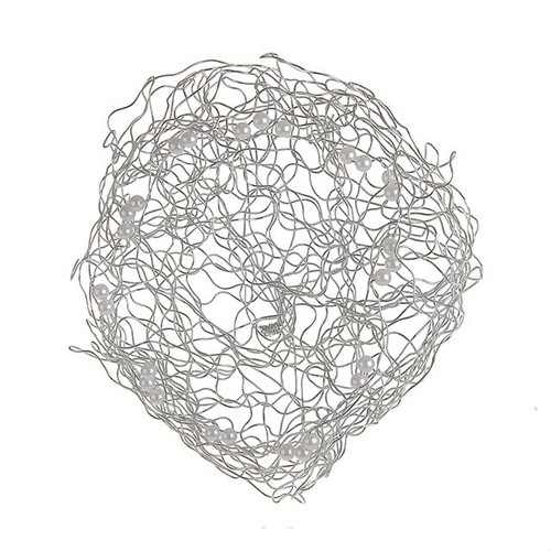 Wire Beaded Collar Silver 20 cm