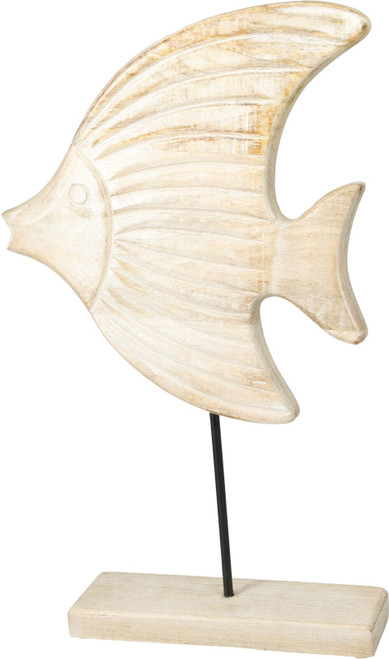 Deco Fish, Mango Wood And Iron, Size: 26X6X44Cm, Color: White Wash