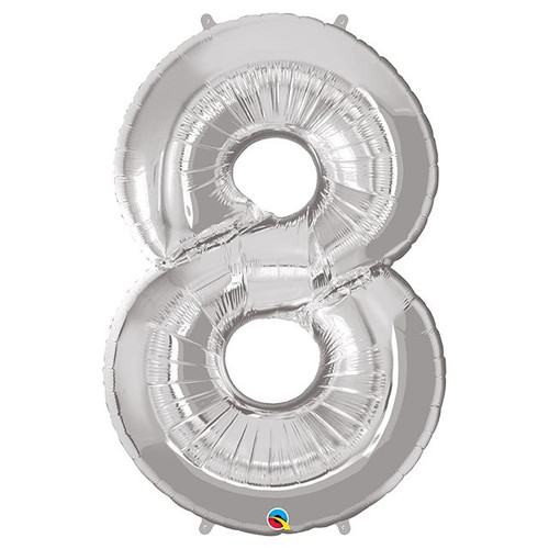 Number 8 Foil Balloon Silver 86 cm
