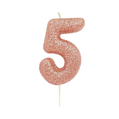 Candle Glitter Number 5 Rose Gol
