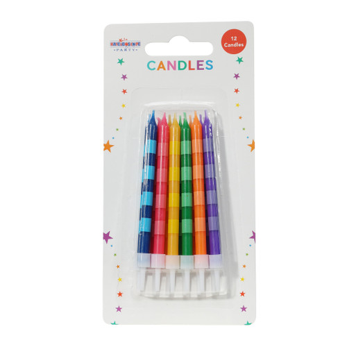 Straight Stripes Candles Multi (x12) -
