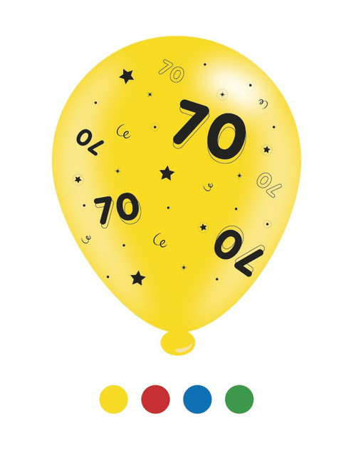 Age 70 Unisex Birthday Latex Balloons pk of 8 (1/48)