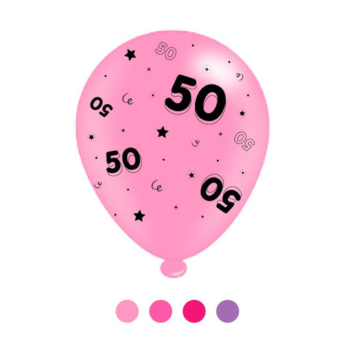 Age 50 Pink Mix  Latex Balloons pk of 8 (1/48)