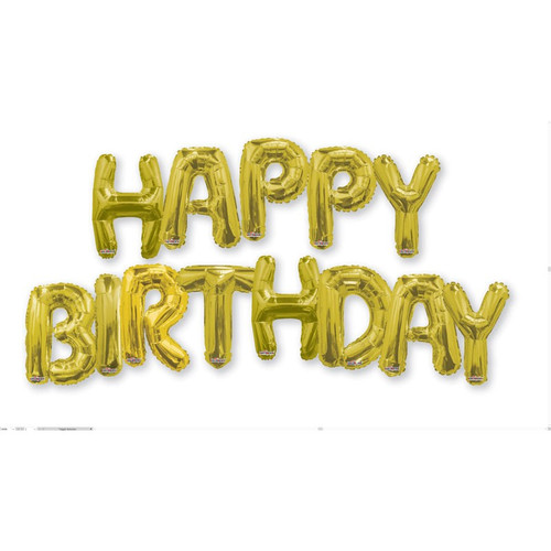 Balloon Bouquet Happy birthday Gold  14" letters
