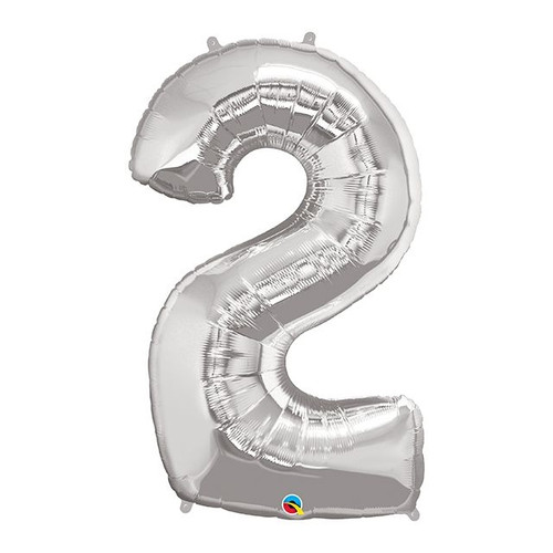 Number 2 Silver Foil Balloon 86 cm