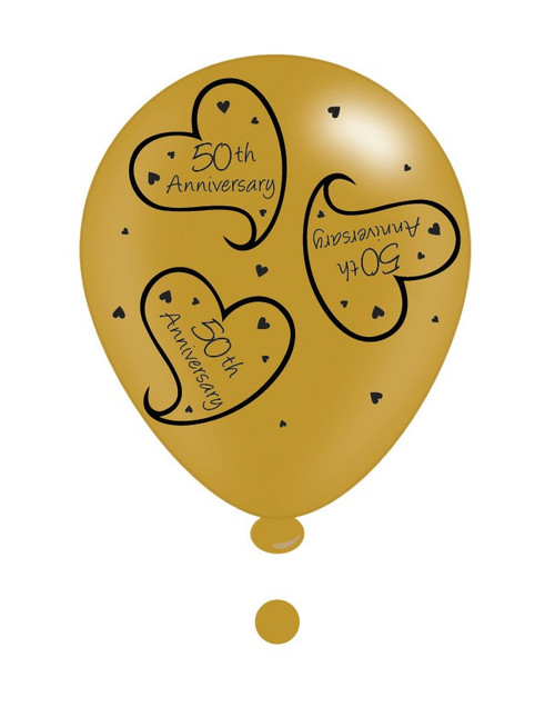 50th Golden Anniversary Latex Balloons pk of 8 (1/48)