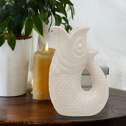 Fish Jug/Vase Cream 20Cm