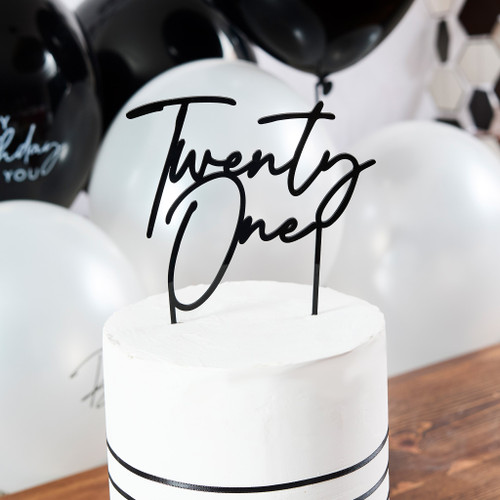 Black 'Twenty One' Acrylic Cake Topper