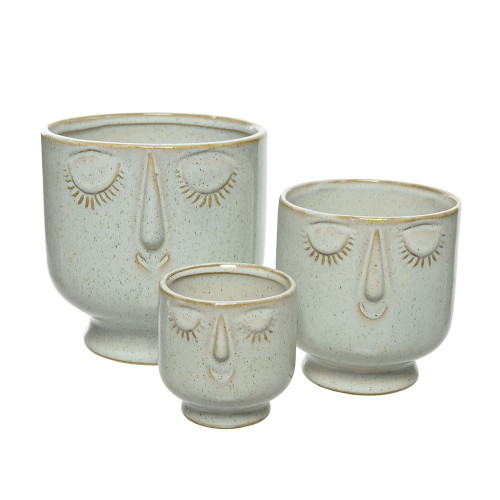 Planter Face Set Of 3 Off White