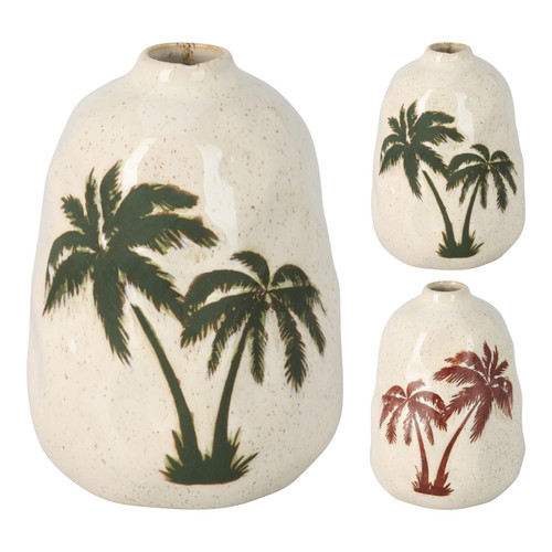 Vase Porcelain With Palmtree 