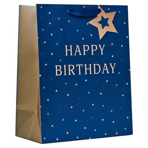 Happy Birthday Blue Large Bag