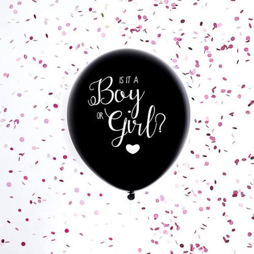 Oh Baby Gender Reveal Black Balloon Pink Confetti from Country Baskets