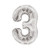 Silver Number 3 Balloon - 34" Foil