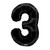 Black Number 3 Balloon - 34" Foil