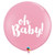 3FT Round Oh Baby Balloon Pink
