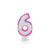 6 Pink Coloured Number Candle