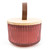 9Cm Ridged Glass Candle With Wooden Lid Red Pomegranate & Cassis Scent from Country Baskets