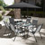 8Pce Dining set with 2.7m Parasol Black & Grey. Tble:150x90cm Chair:54x70x90cm